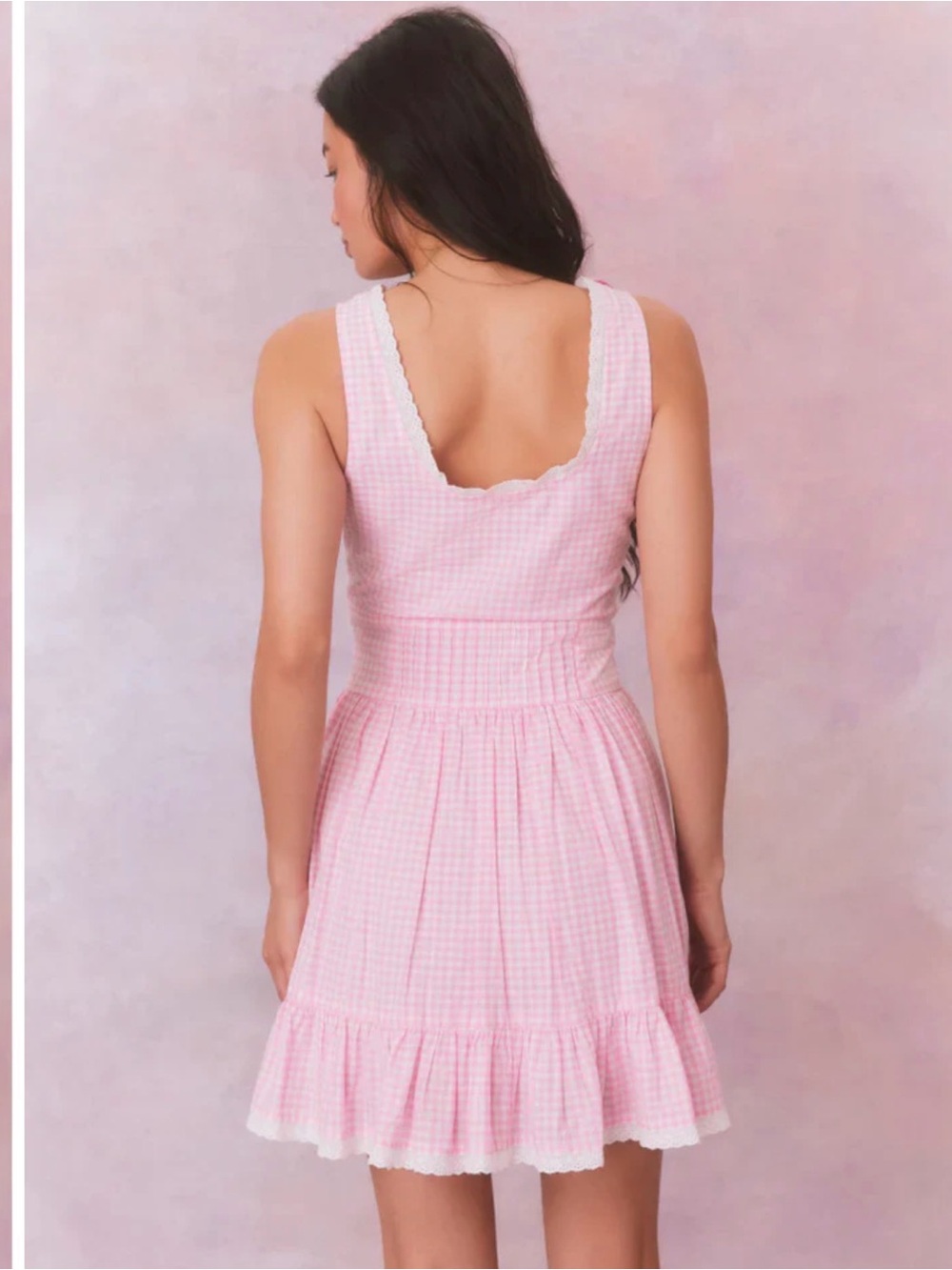 LoveShackFancy Gingham Ceronne Mini Dress in SunKissed Rose - Picture 5 of 14